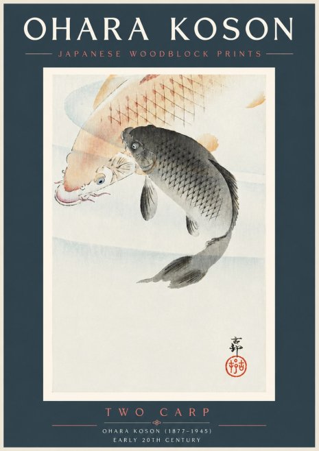 Ohara Koson Two Carp No5 - Plakat