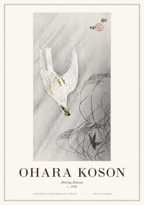 Ohara Koson Diving Falcon No1 - Plakat