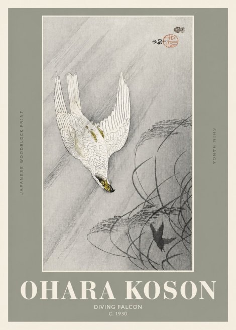 Ohara Koson Diving Falcon No2 - Plakat