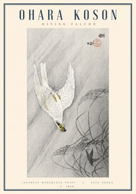 Ohara Koson Diving Falcon No3 - Plakat