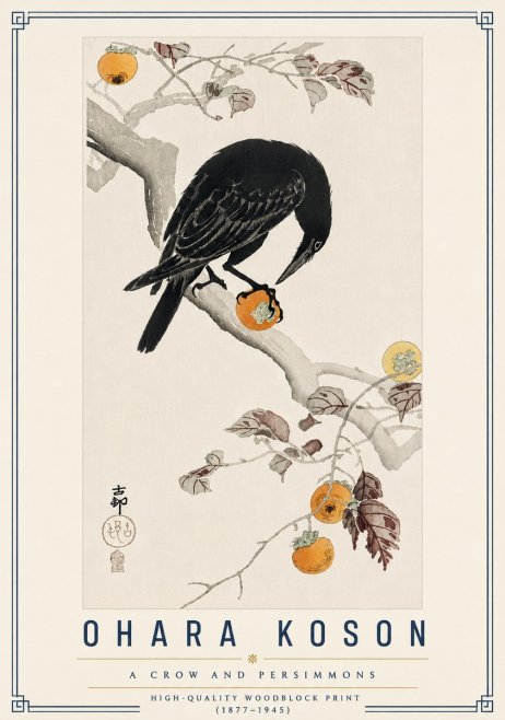 Ohara Koson A Crow and Persimmons No5 - Plakat