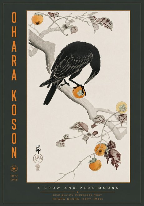 Ohara Koson A Crow and Persimmons No6 - Plakat