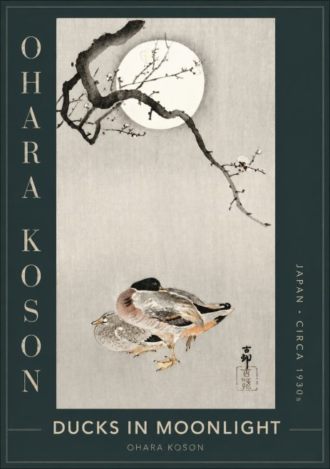 Ohara Koson Ducks in Moonlight No2 - Plakat