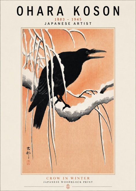 Ohara Koson Crow in Winter II No3 - Plakat