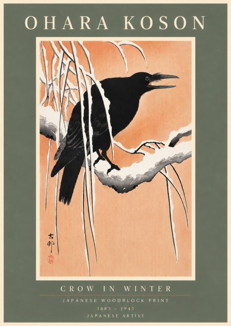 Ohara Koson Crow in Winter II No5 - Plakat