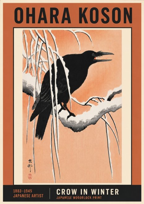 Ohara Koson Crow in Winter II No6 - Plakat