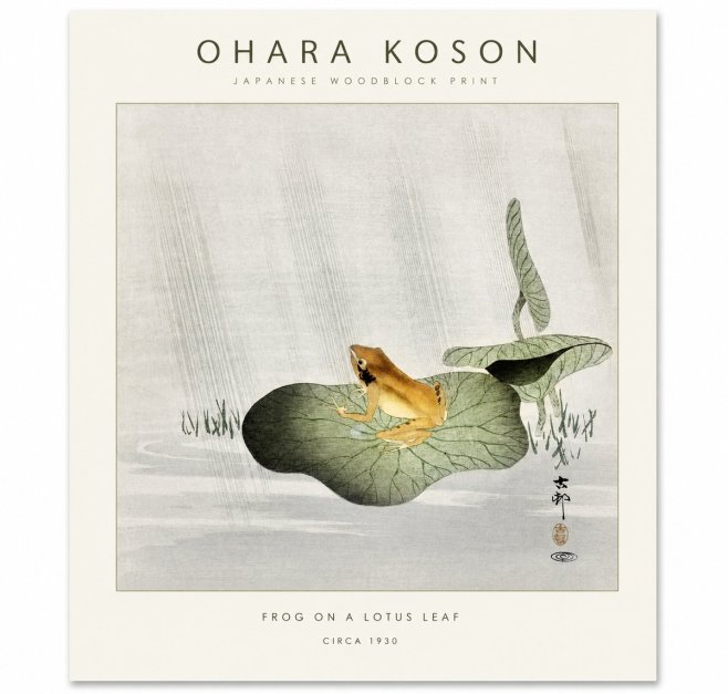 Ohara Koson Frog on a Lotus Leaf No1 - Plakat