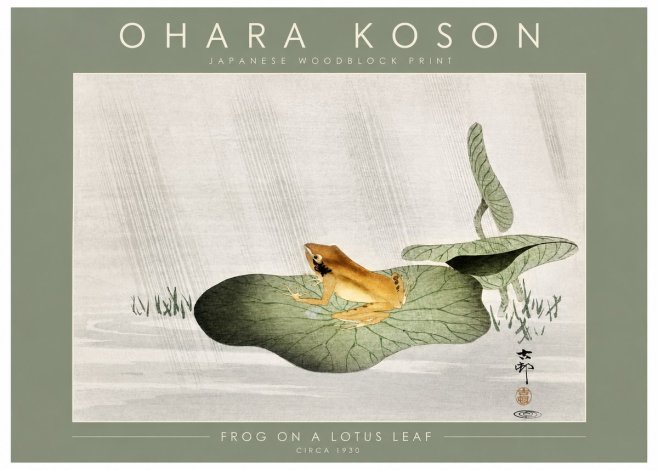 Ohara Koson Frog on a Lotus Leaf No2 - Plakat