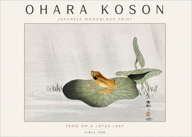 Ohara Koson Frog on a Lotus Leaf No4 - Plakat
