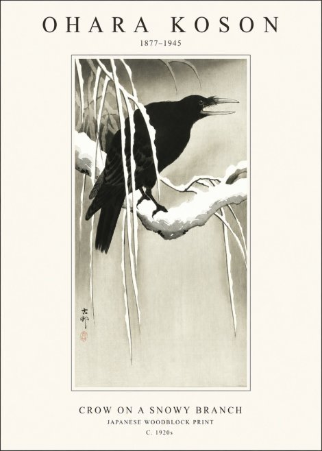 Ohara Koson Crow on a Snowy Branch III No1 - Plakat