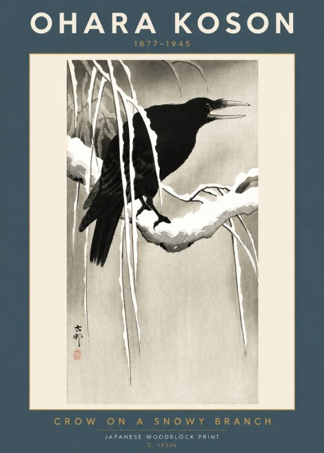 Ohara Koson Crow on a Snowy Branch III No2 - Plakat