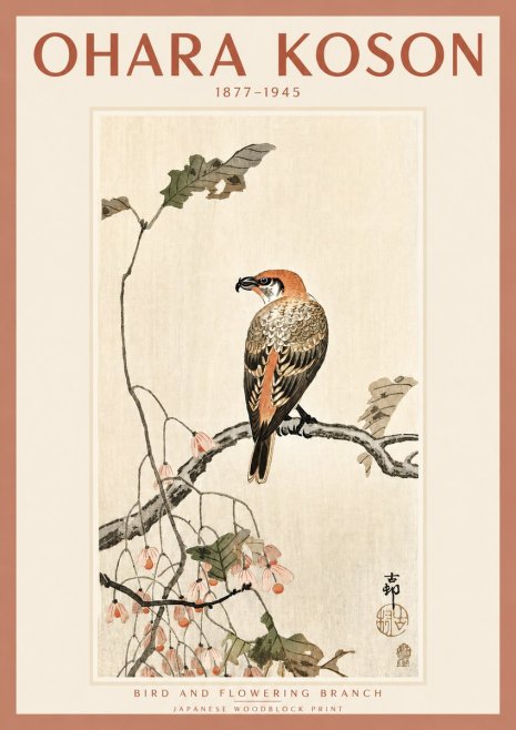 Ohara Koson Bird and Flowering Branch No2 - Plakat