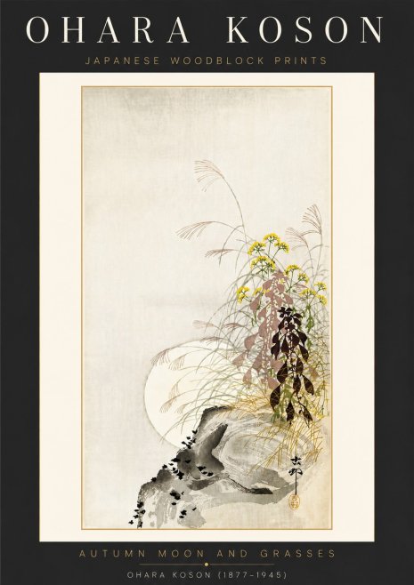Ohara Koson Autumn Moon and Grasses No4 - Plakat