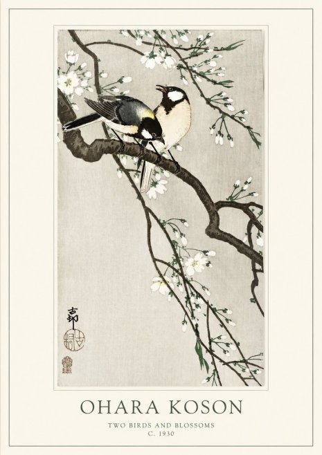 Ohara Koson Two Birds and Blossoms II No1 - Plakat