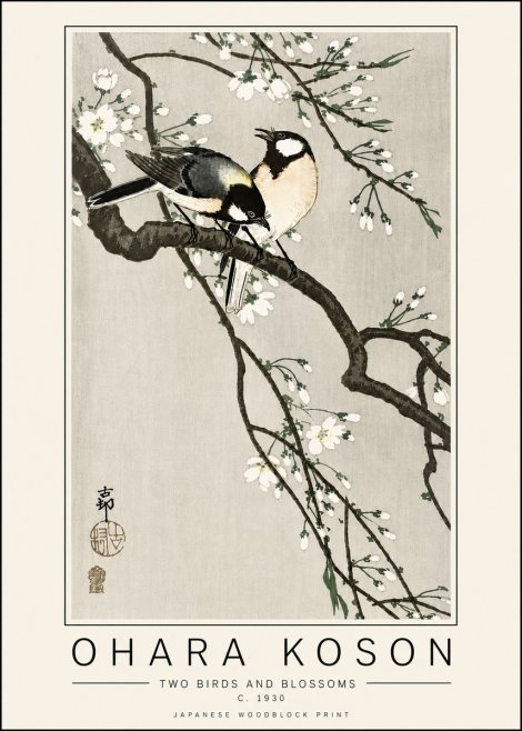 Ohara Koson Two Birds and Blossoms II No6 - Plakat