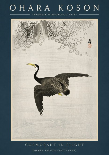 Ohara Koson Cormorant in Flight No2 - Plakat