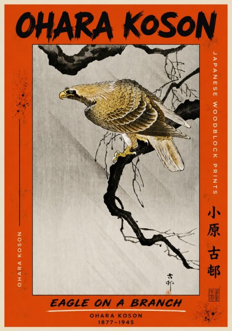 Ohara Koson Eagle on a Branch II No4 - Plakat
