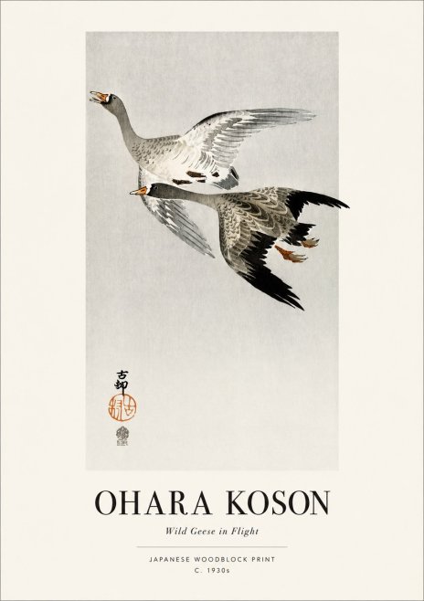 Ohara Koson Wild Geese in Flight III No1 - Plakat