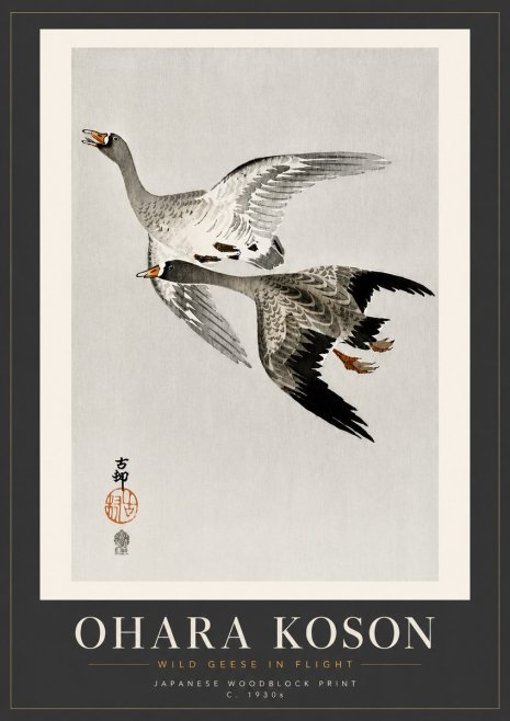 Ohara Koson Wild Geese in Flight III No5 - Plakat