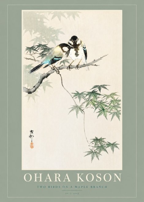 Ohara Koson Two Birds on a Maple Branch No2 - Plakat
