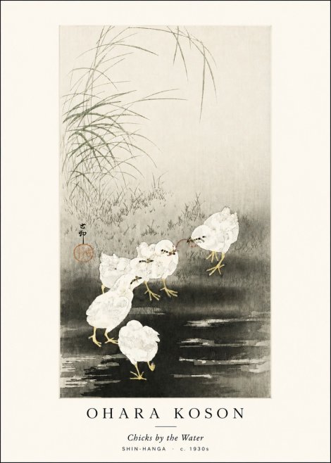 Ohara Koson Chicks by the Water No3 - Plakat