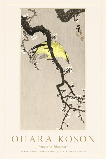 Ohara Koson Bird and Blossoms No1 - Plakat