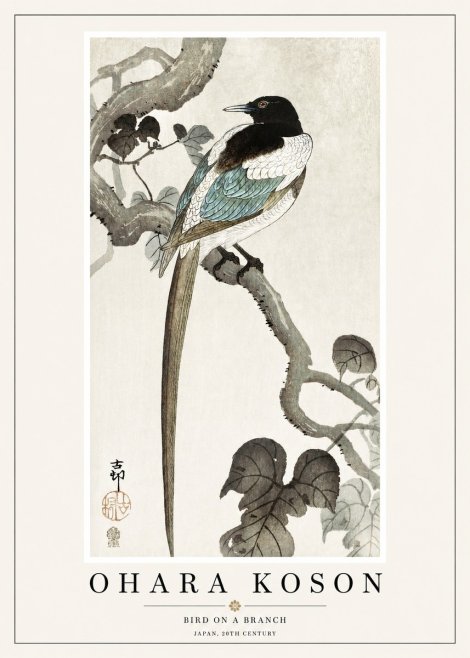 Ohara Koson Bird on a Branch IV No1 - Plakat