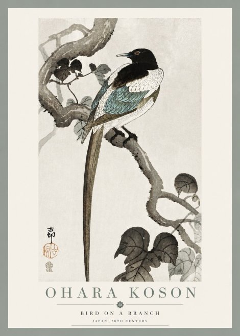 Ohara Koson Bird on a Branch IV No3 - Plakat
