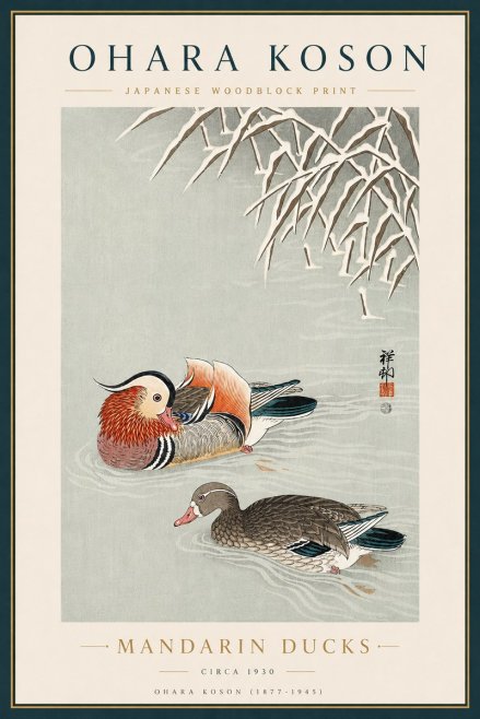 Ohara Koson Mandarin Ducks No5 - Plakat