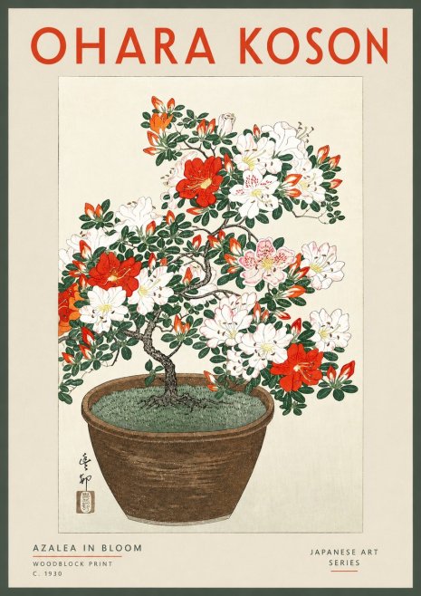 Ohara Koson Azalea in Bloom No2 - Plakat