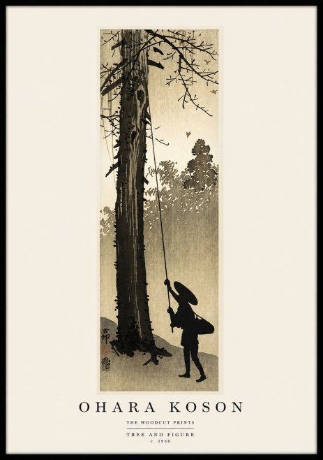 Ohara Koson Tree and Figure No1 - Plakat