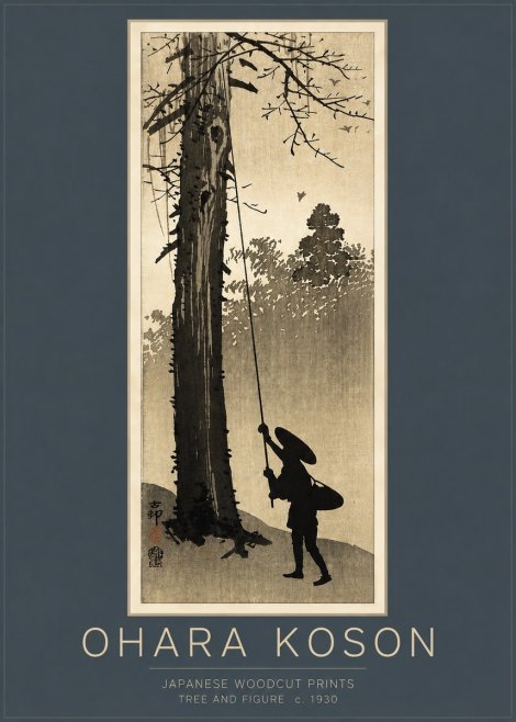 Ohara Koson Tree and Figure No3 - Plakat