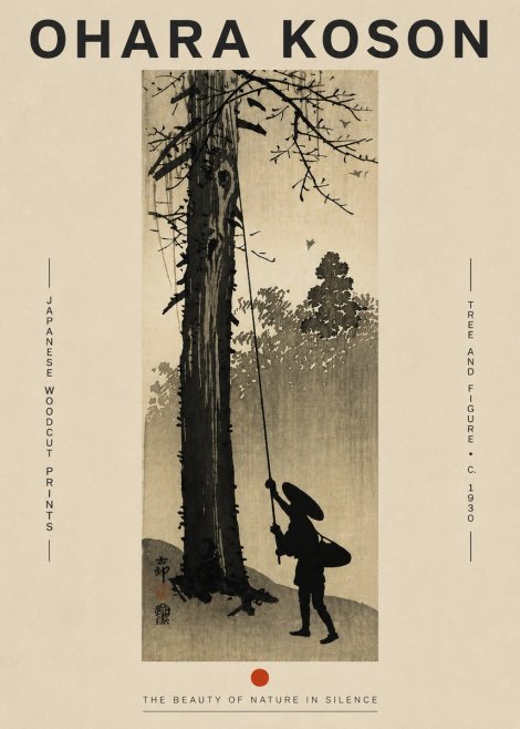 Ohara Koson Tree and Figure No4 - Plakat