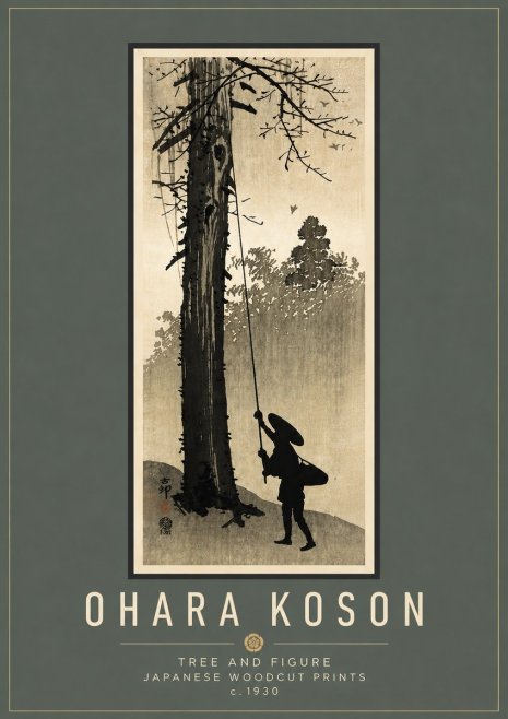 Ohara Koson Tree and Figure No6 - Plakat