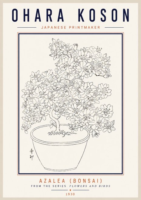 Ohara Koson Azalea (Bonsai) No3 - Plakat