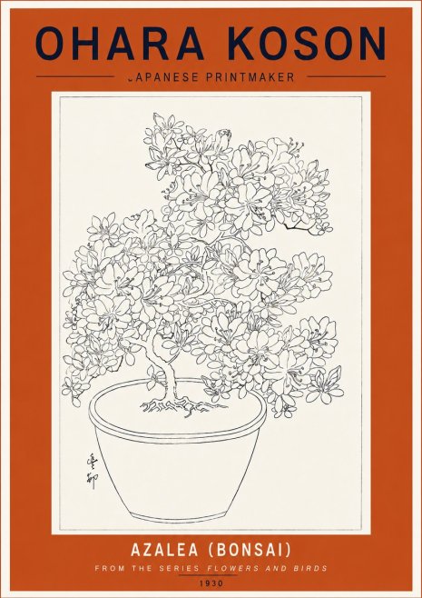 Ohara Koson Azalea (Bonsai) No5 - Plakat