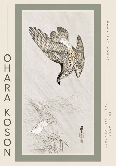 Ohara Koson Hawk and Mouse No5 - Plakat
