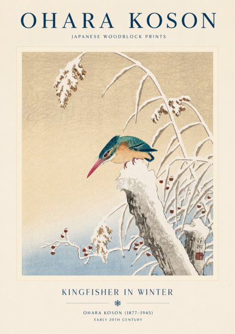 Ohara Koson Kingfisher in Winter II No1 - Plakat