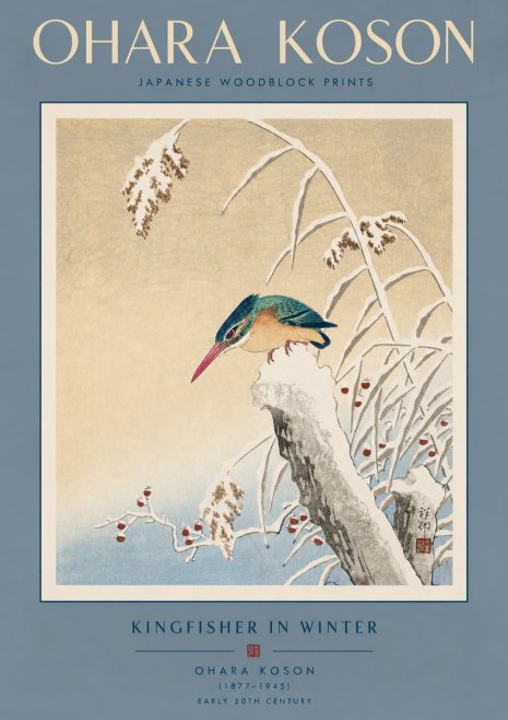 Ohara Koson Kingfisher in Winter II No3 - Plakat
