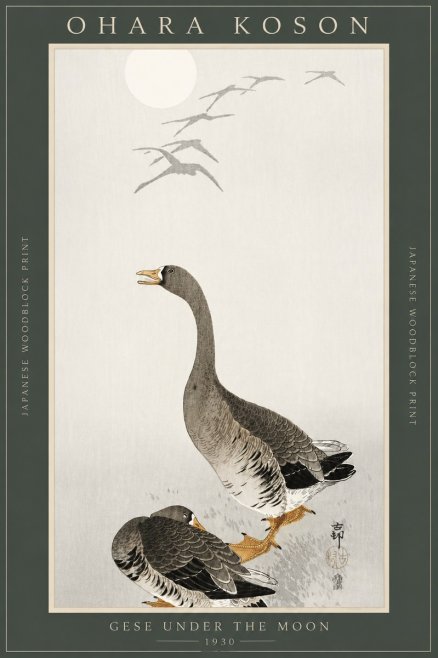 Ohara Koson Gese Under the Moon No4 - Plakat