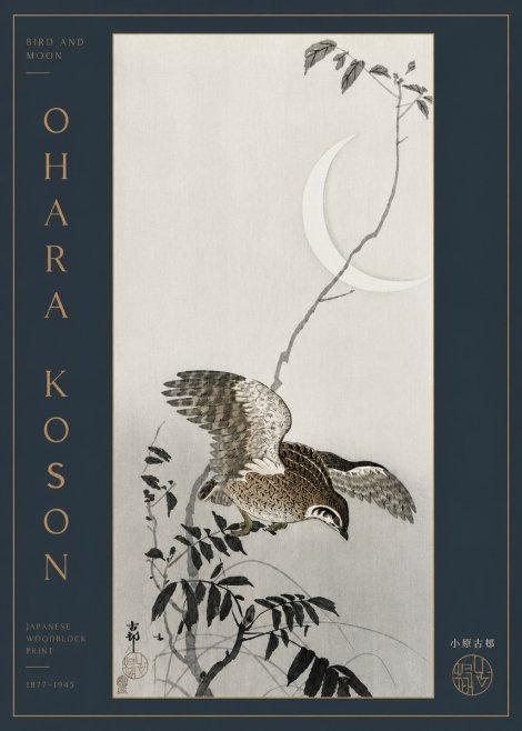 Ohara Koson Bird and Moon No3 - Plakat