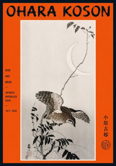 Ohara Koson Bird and Moon No5 - Plakat