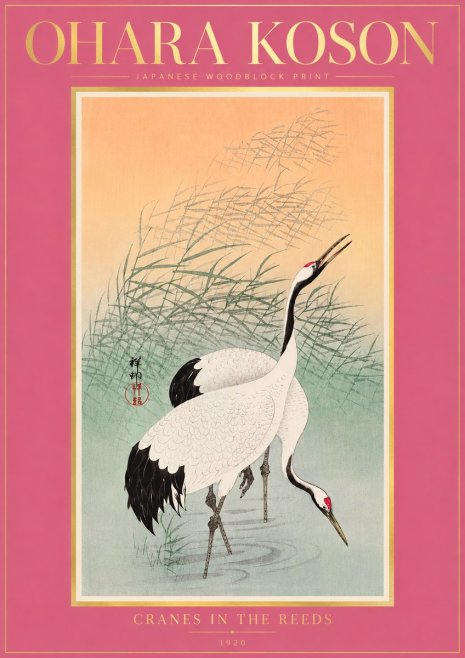 Ohara Koson Cranes in the Reeds No4 - Plakat