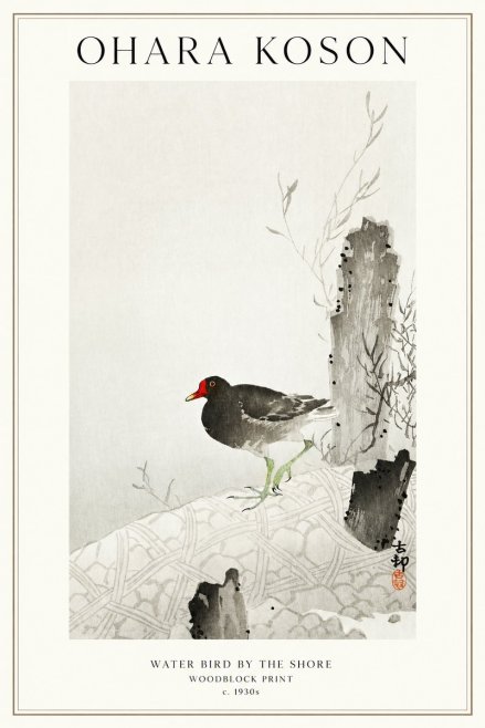 Ohara Koson Water Bird by the Shore No1 - Plakat