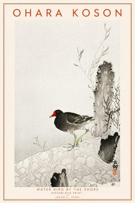 Ohara Koson Water Bird by the Shore No4 - Plakat