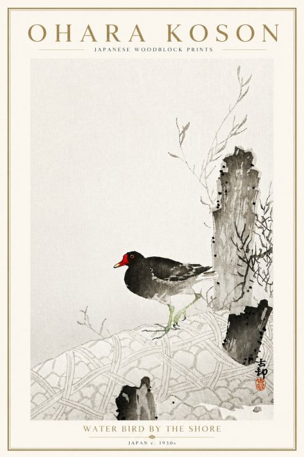 Ohara Koson Water Bird by the Shore No6 - Plakat