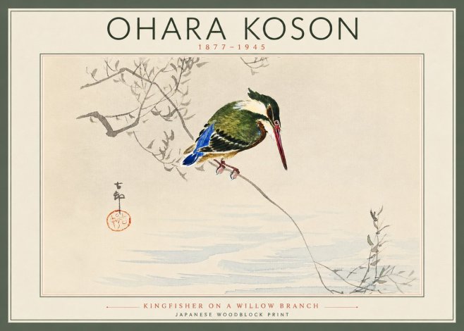 Ohara Koson Kingfisher on a Willow Branch No5 - Plakat