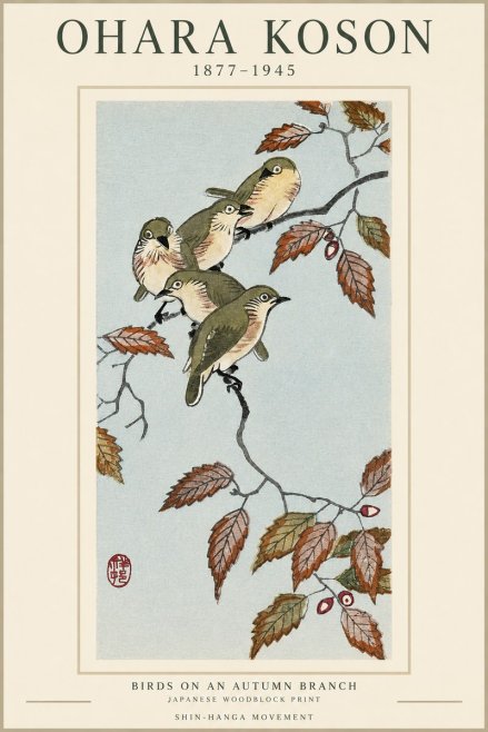 Ohara Koson Birds on an Autumn Branch No1 - Plakat