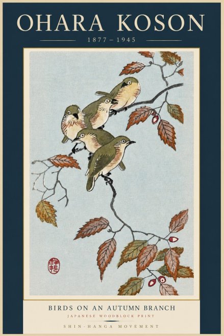 Ohara Koson Birds on an Autumn Branch No3 - Plakat