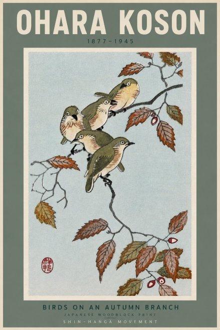 Ohara Koson Birds on an Autumn Branch No4 - Plakat